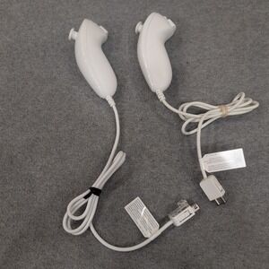 Set of 2 White Nunchuck Controllers for Wii and Wii U Console Wired Peripheral